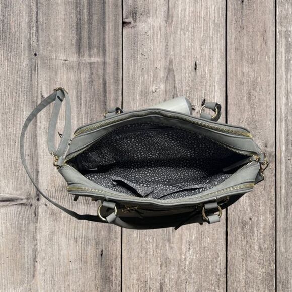 Womens Trendy Two Way Hand and Crossbody Bag Multi Compartment Gray - Picture 6 of 6